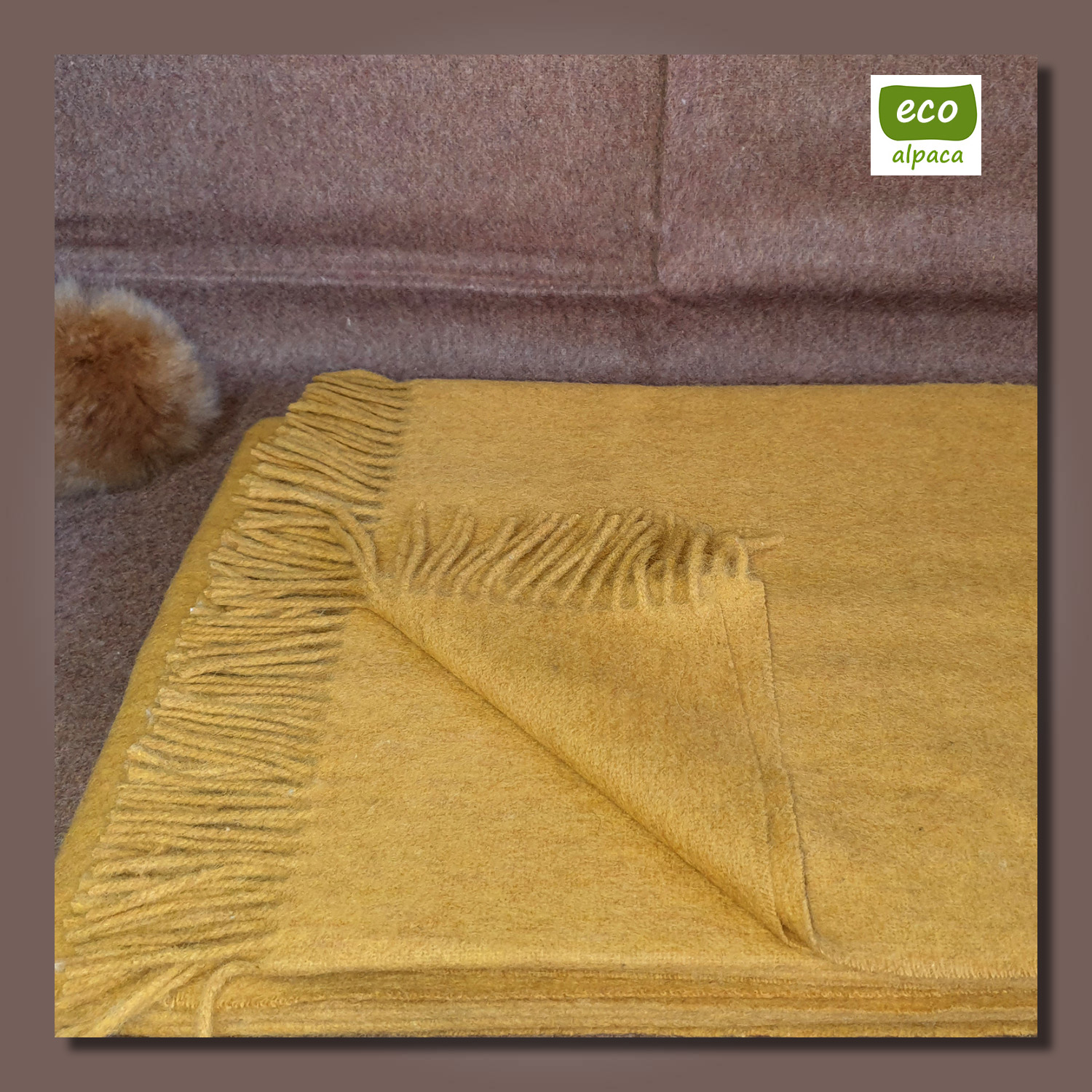 Recycling-Wolldecke/recycling wool blanket KAMINFEUER uni, Farbe/colour: senfgelb/yellow mustard