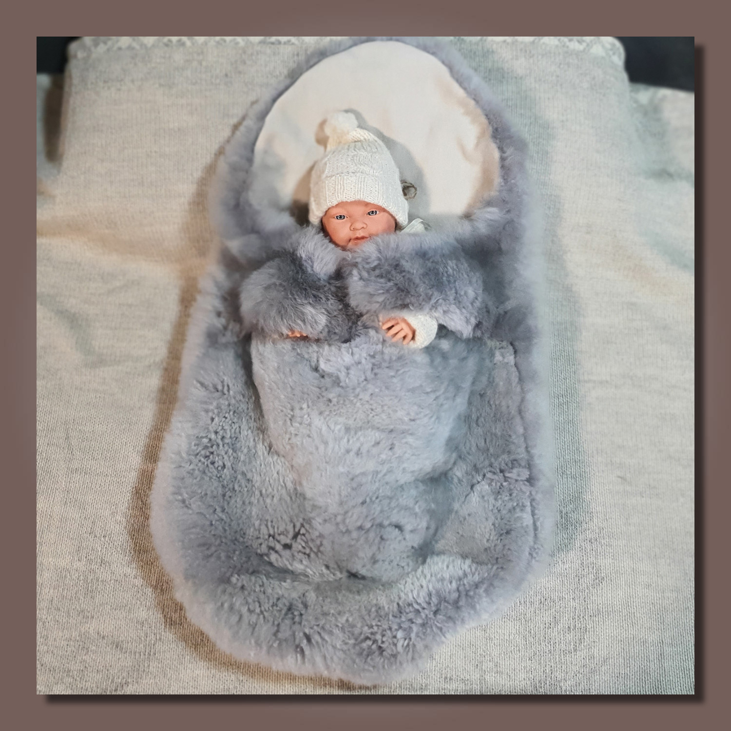 Premium Alpakafell-Babyschlafsack/ alpaca real fur baby sleeping bag "SWEET", Farbe/colour: beige