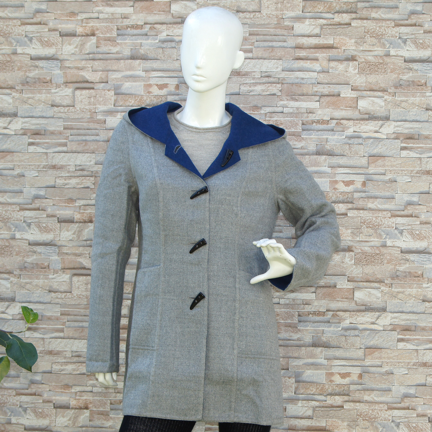 Wende-/revers. Dufflecoat PHOENIX, Farbe/colour: blau-grau/blue-gray, Größe/size: XL